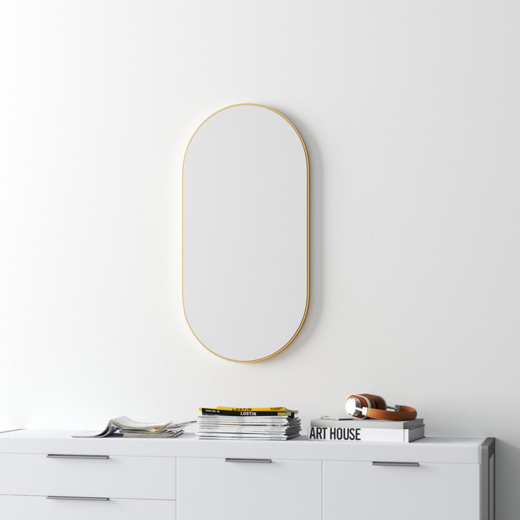 Gold Aluminum Oval Wall Mirror with Shatterproof Glass