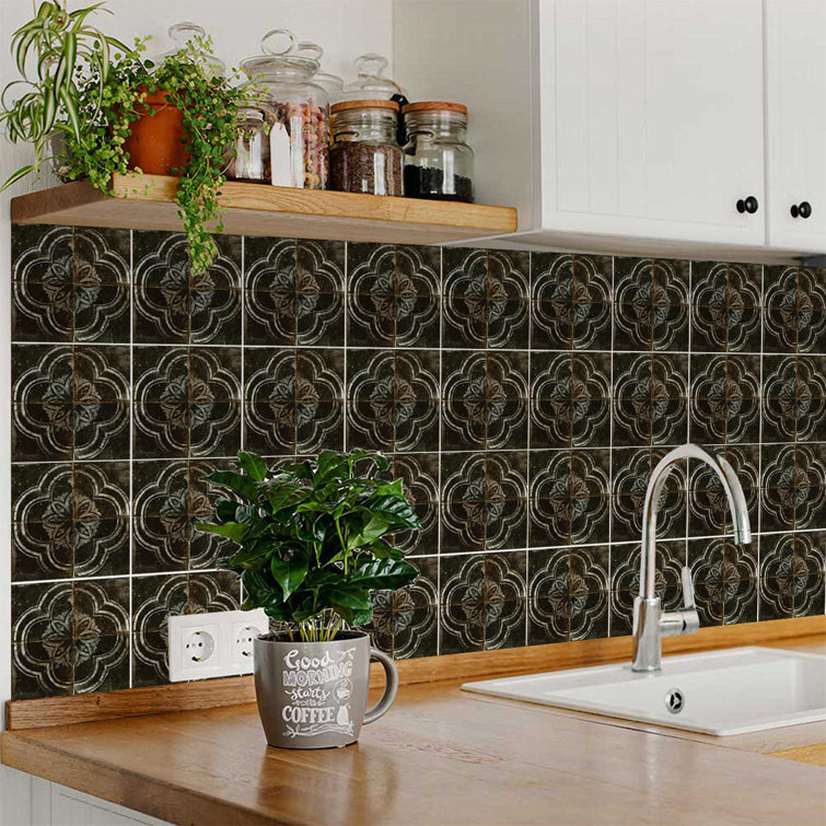 12x12 Black and Gray Vinyl Peel and Stick Mosaic Tile
