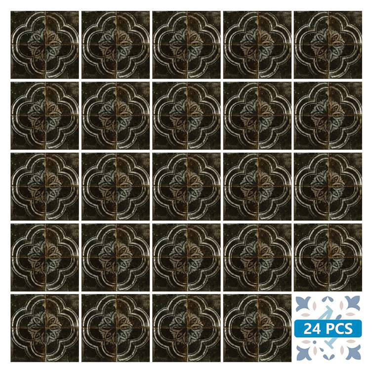 12x12 Black and Gray Vinyl Peel and Stick Mosaic Tile