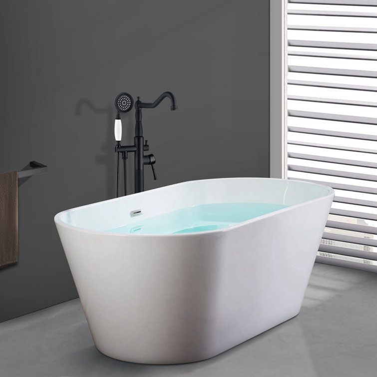 Matte Black Stainless Steel Freestanding Bathtub Faucet with Hand Shower