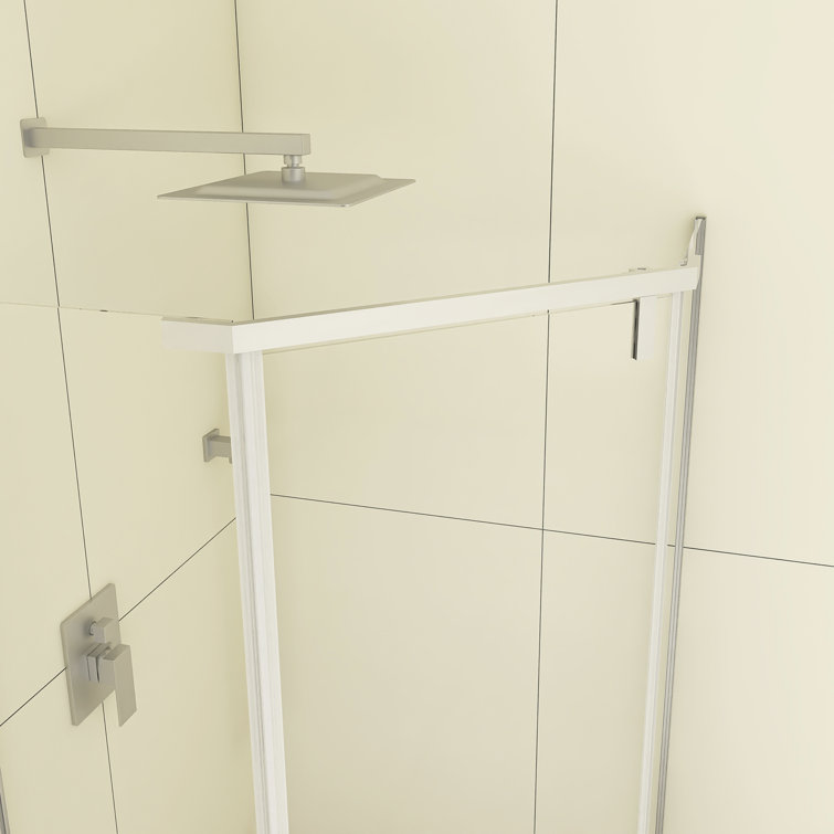 36" x 72" Chrome Neo-Angle Pivot Semi-Frameless Shower Enclosure