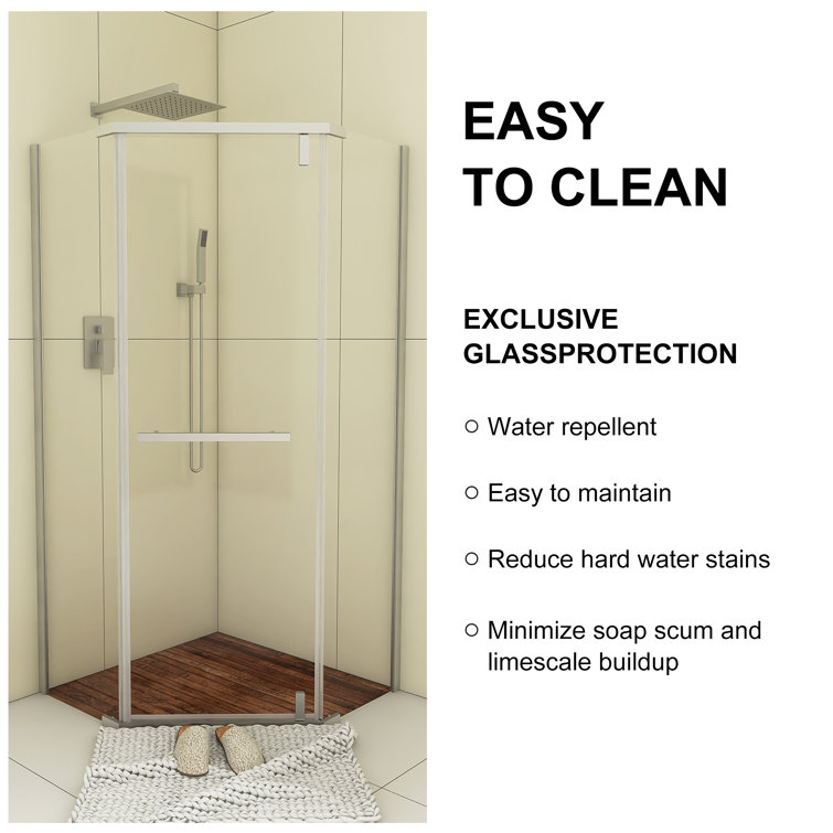 36" x 72" Chrome Neo-Angle Pivot Semi-Frameless Shower Enclosure