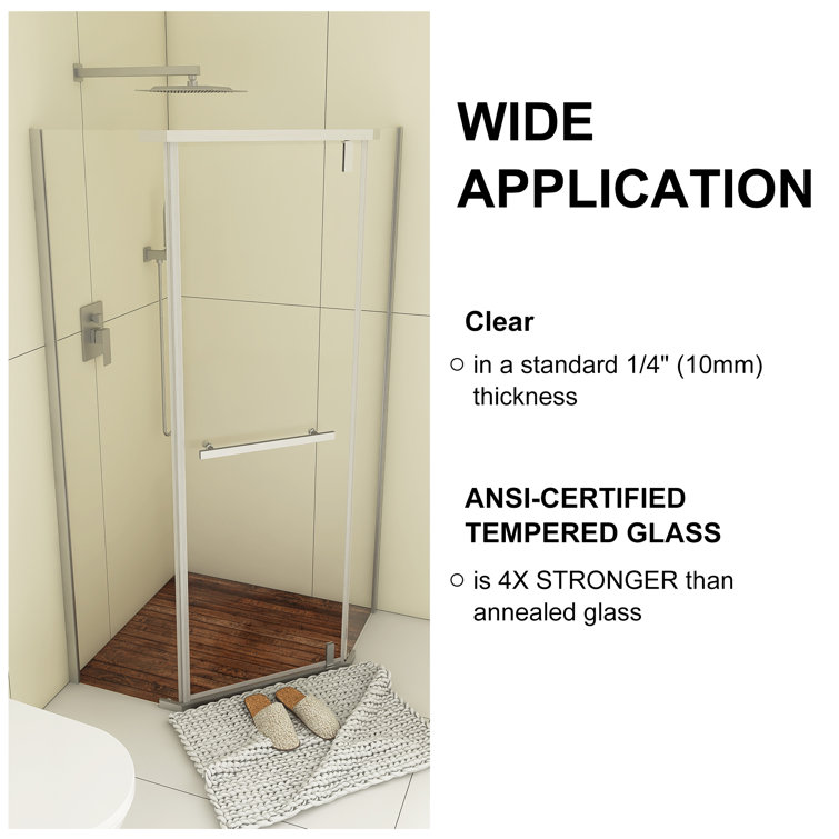 36" x 72" Chrome Neo-Angle Pivot Semi-Frameless Shower Enclosure