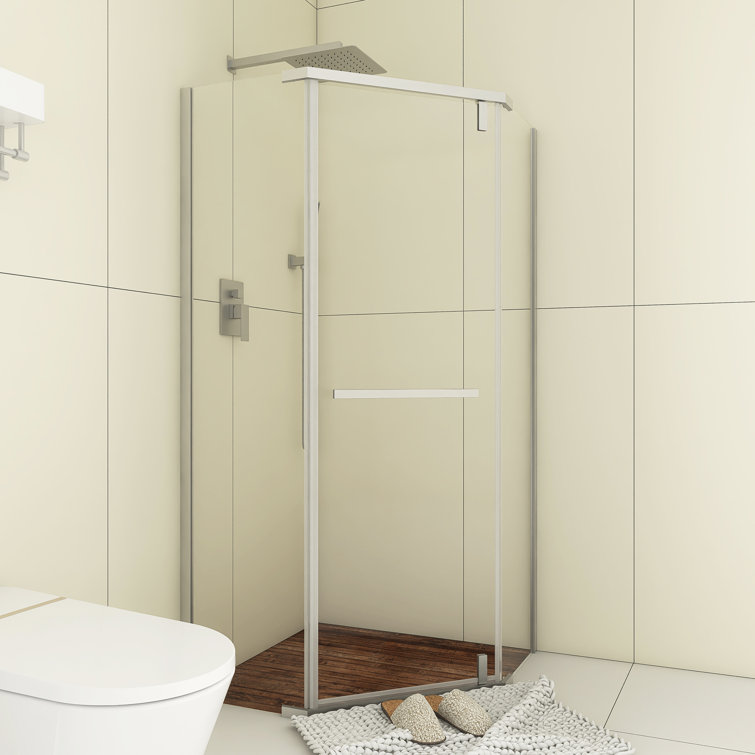 36" x 72" Chrome Neo-Angle Pivot Semi-Frameless Shower Enclosure