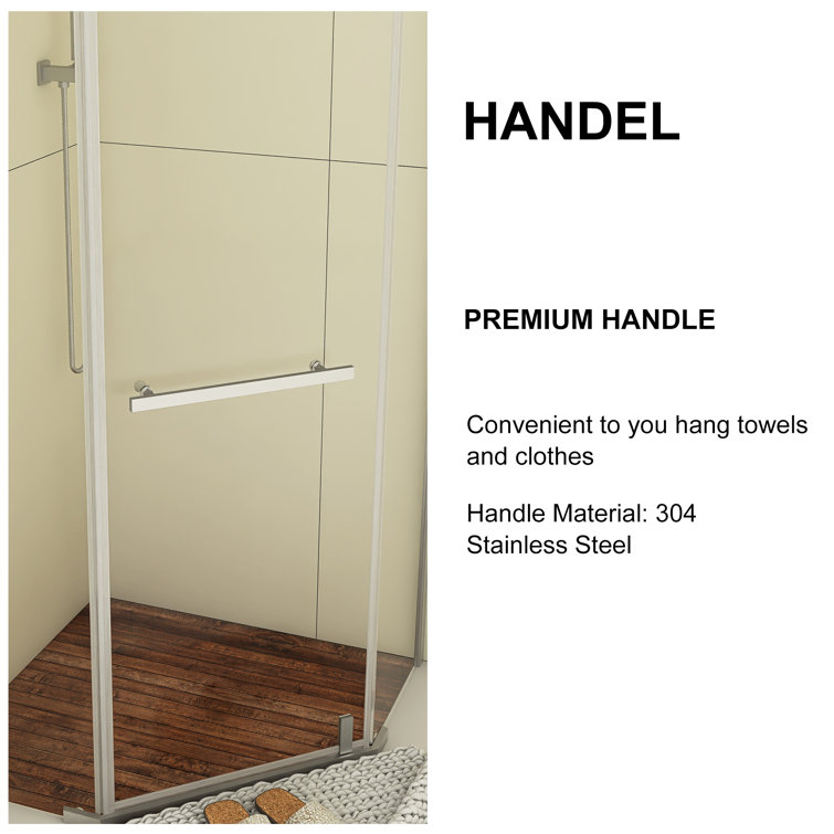 36" x 72" Chrome Neo-Angle Pivot Semi-Frameless Shower Enclosure
