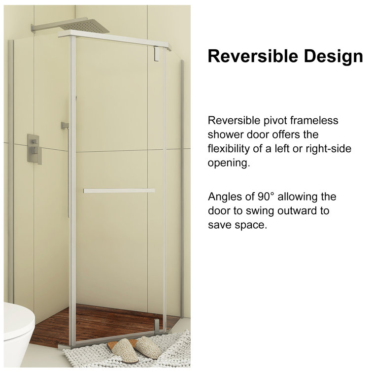 36" x 72" Chrome Neo-Angle Pivot Semi-Frameless Shower Enclosure
