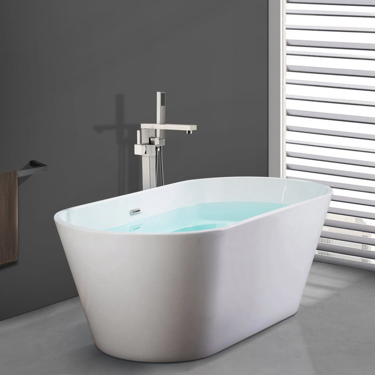 Brushed Nickel Freestanding Tub Filler with Hand Shower