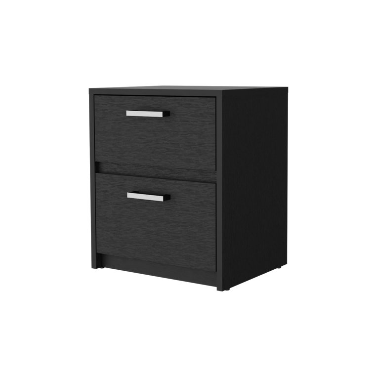 Bethel Modern Black 2-Drawer Nightstand with Sleek Handles