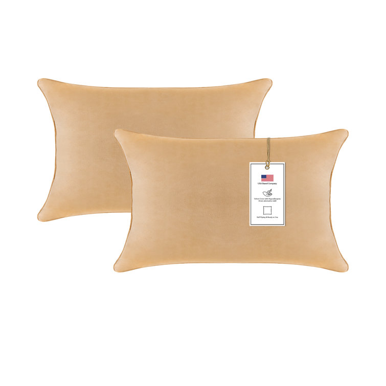 Mocha Velvet Hypoallergenic Down Alternative Throw Pillow Set