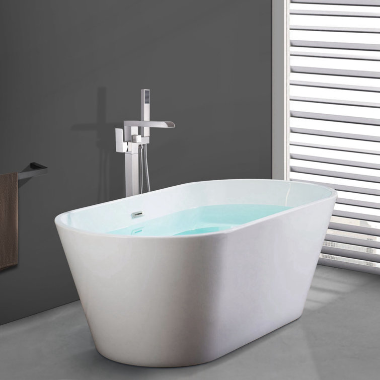 Brushed Nickel Freestanding Tub Filler with Lever Handle