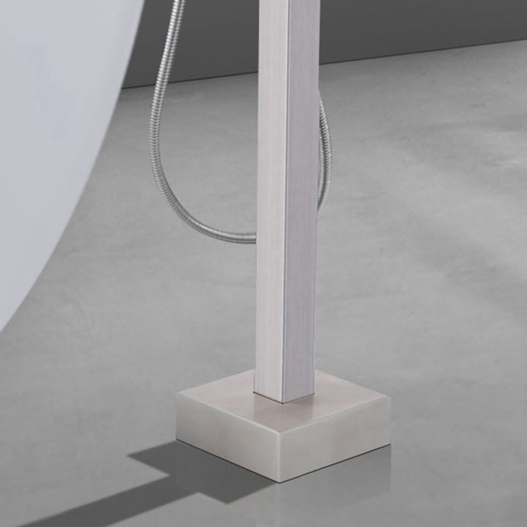Brushed Nickel Freestanding Tub Filler with Lever Handle