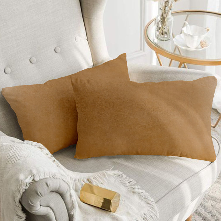 Mocha Velvet Hypoallergenic Down Alternative Throw Pillow Set
