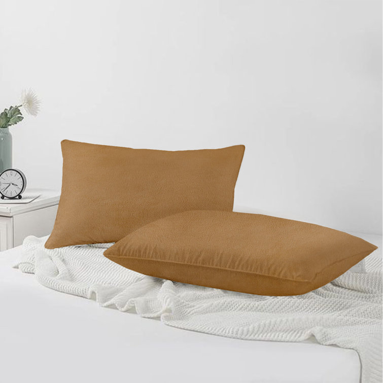 Mocha Velvet Hypoallergenic Down Alternative Throw Pillow Set
