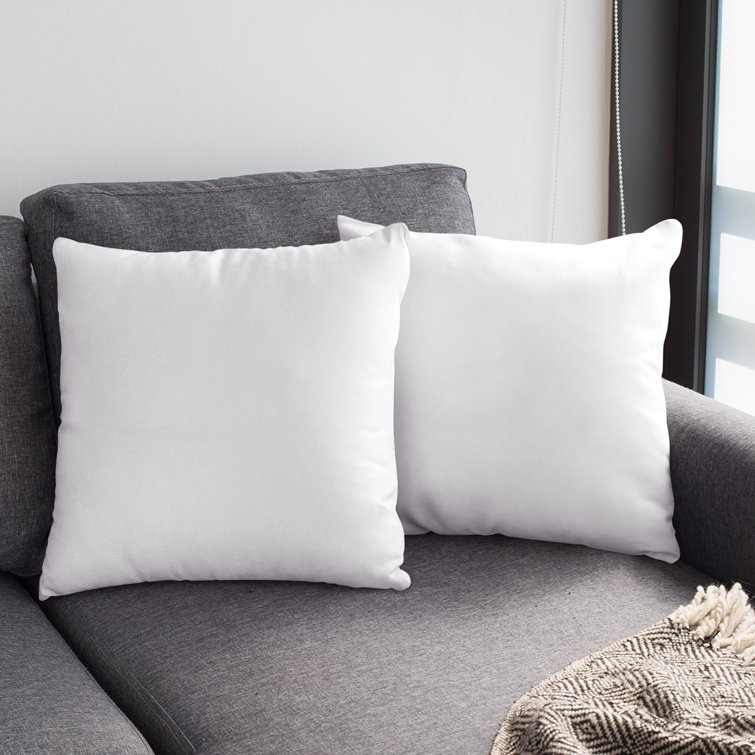 White Down Feather Filled 22" Square Throw Pillow Inserts, Set of 2