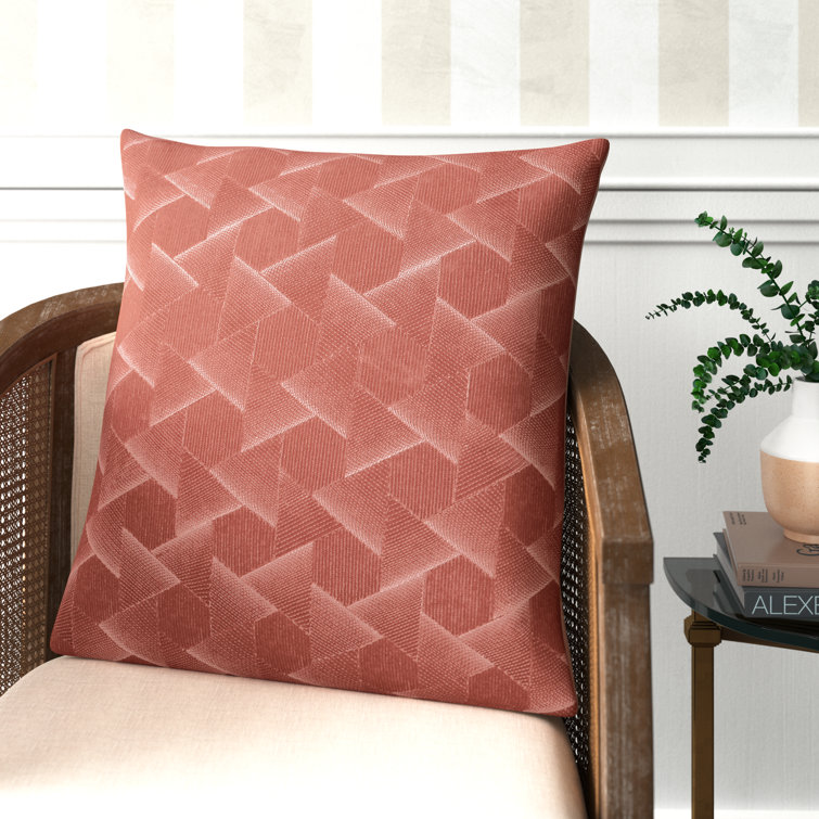 Dark Pink Embroidered Cotton Velvet Throw Pillow Set
