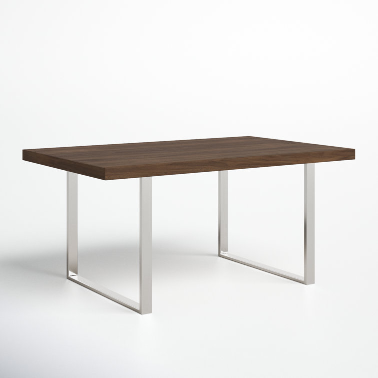 Walnut and Chrome Eight-Seater Modern Dining Table
