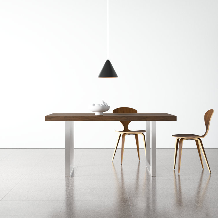 Walnut and Chrome Eight-Seater Modern Dining Table