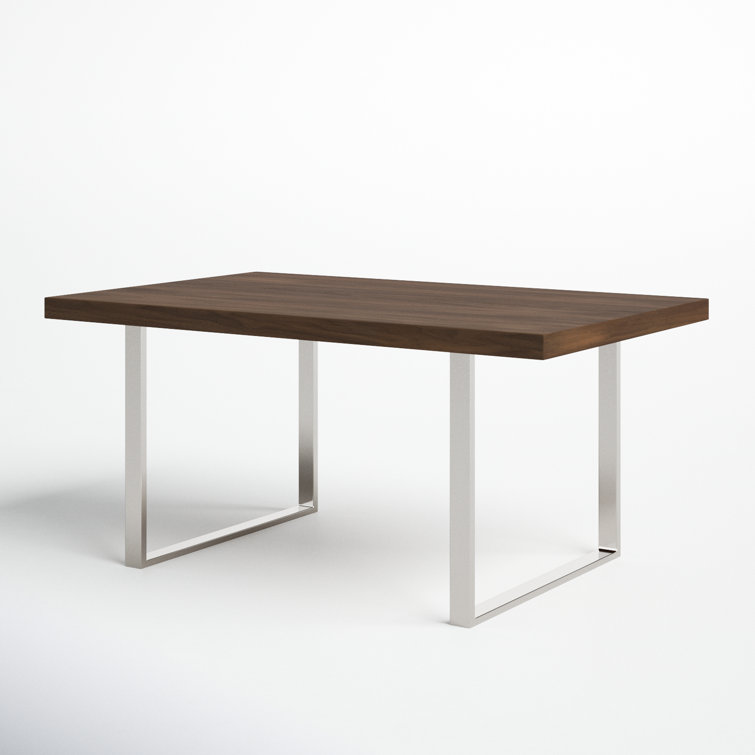 Walnut and Chrome Eight-Seater Modern Dining Table