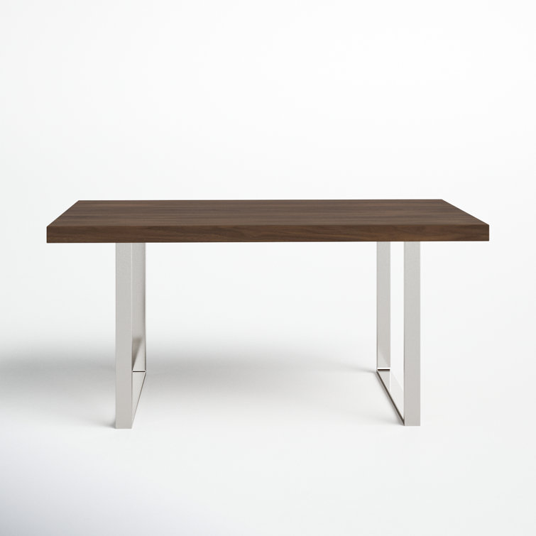 Walnut and Chrome Eight-Seater Modern Dining Table
