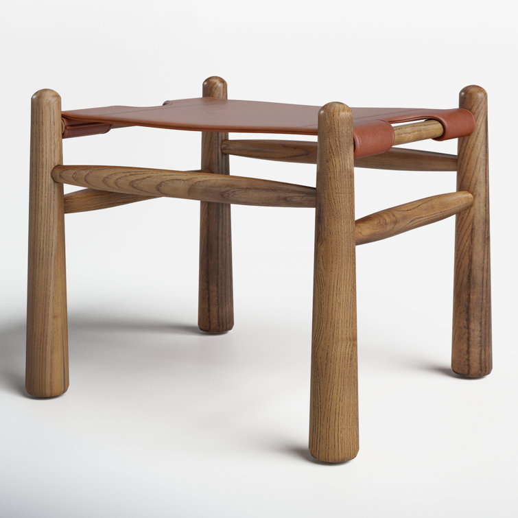Dakota Tobacco Leather and Toasted Nettlewood Ottoman