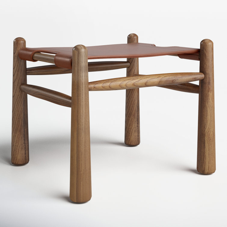 Dakota Tobacco Leather and Toasted Nettlewood Ottoman