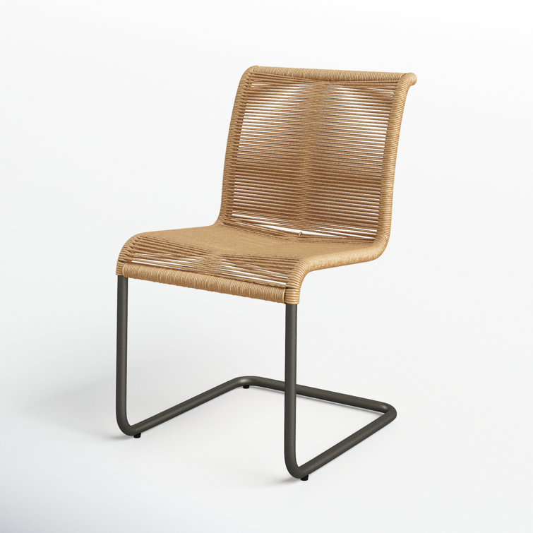 Vintage Natural Wicker Armless Outdoor Dining Chair