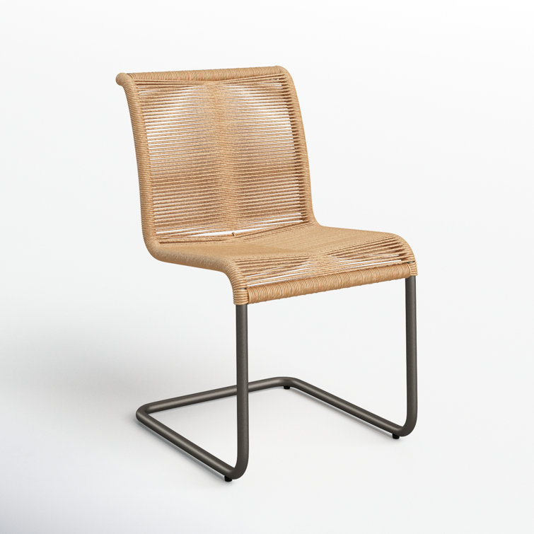 Vintage Natural Wicker Armless Outdoor Dining Chair