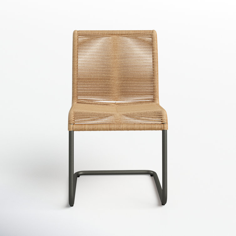Vintage Natural Wicker Armless Outdoor Dining Chair