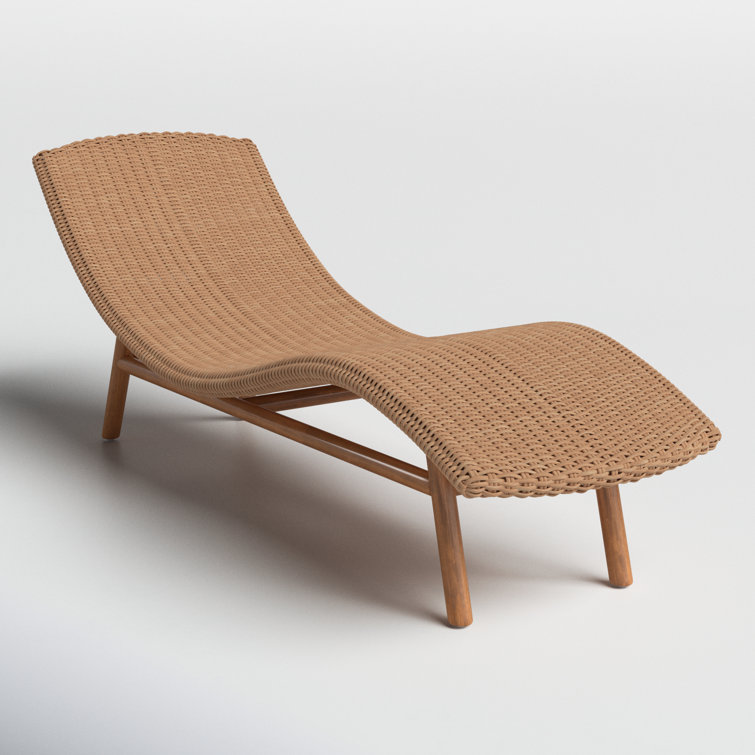 Natural Teak Outdoor Wicker Chaise Lounge