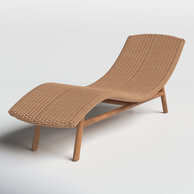 Natural Teak Outdoor Wicker Chaise Lounge