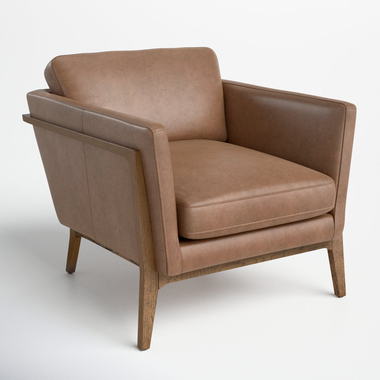 Palermo Drift Top Grain Leather Armchair with Oak Legs
