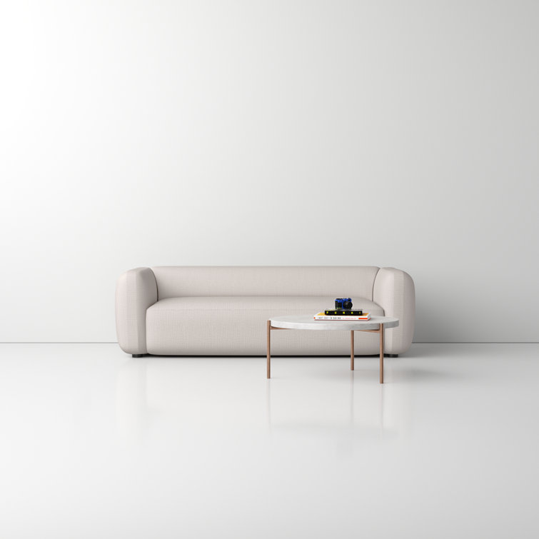 Gibson Wheat 96'' Polyester Blend Tuxedo Arm Sofa