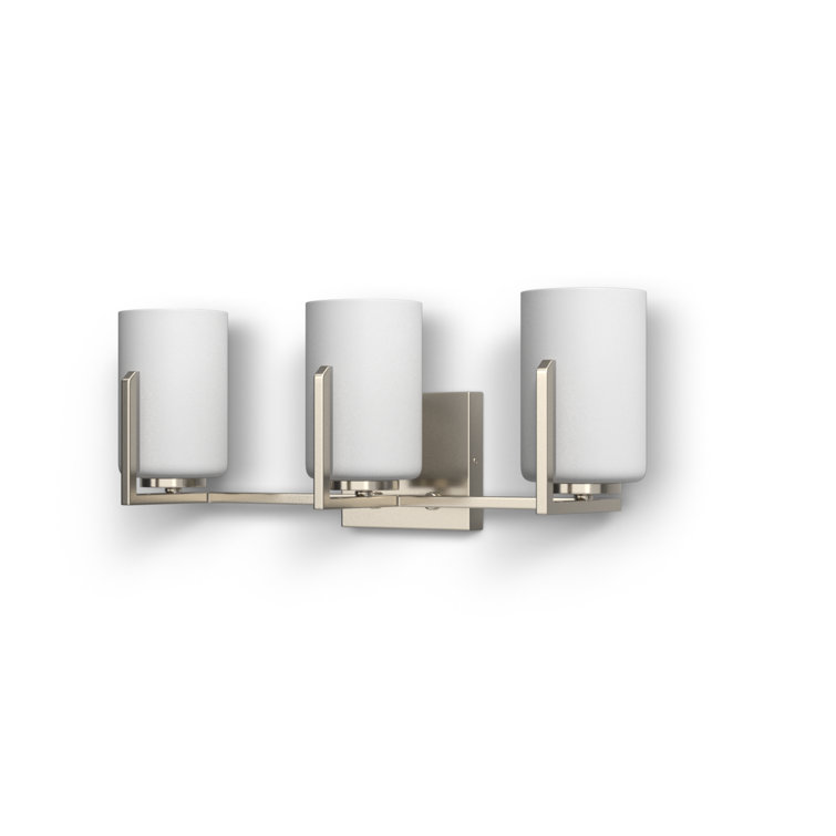 Satin Nickel 3-Light Dimmable Vanity Fixture with Frosted Glass Shades