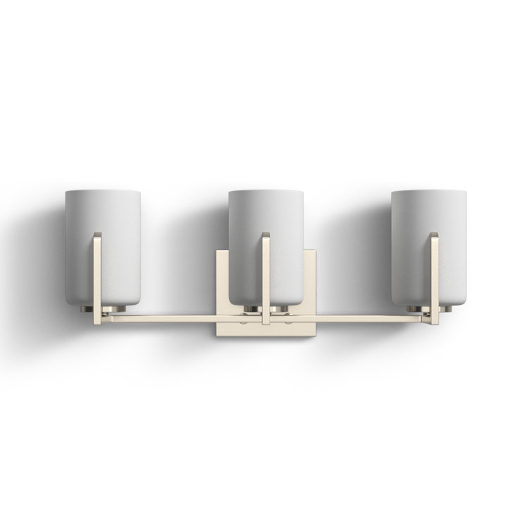 Satin Nickel 3-Light Dimmable Vanity Fixture with Frosted Glass Shades
