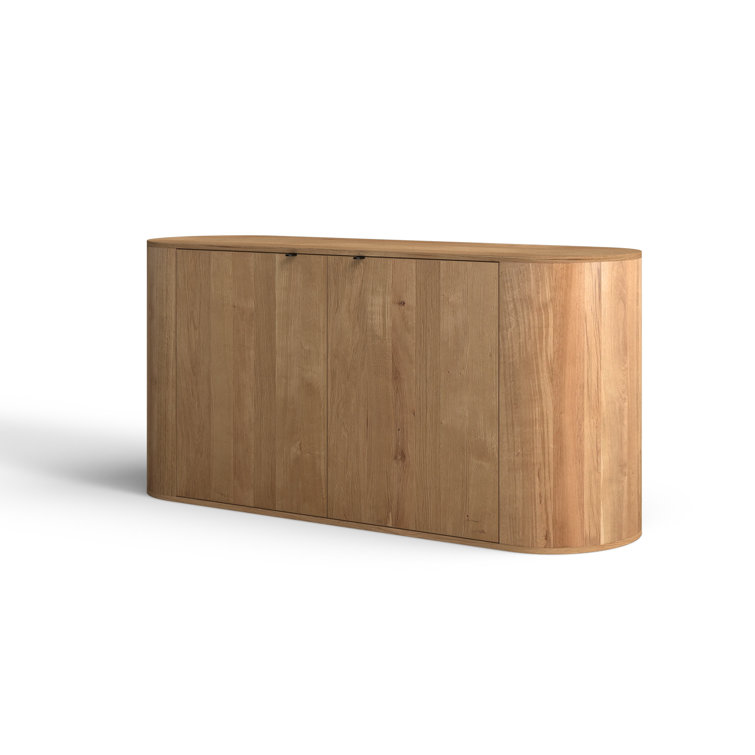 Scandinavian 66'' Natural Brown Oak Wood Sideboard
