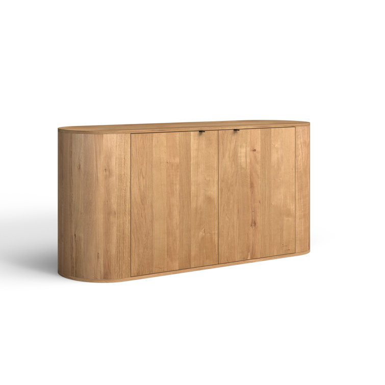 Scandinavian 66'' Natural Brown Oak Wood Sideboard