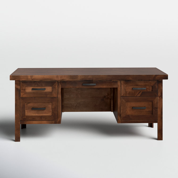 Black Solid Wood Executive Desk with Drawer and Keyboard Tray