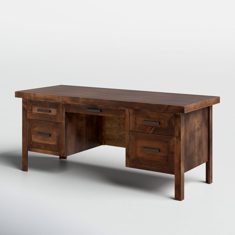 Black Solid Wood Executive Desk with Drawer and Keyboard Tray