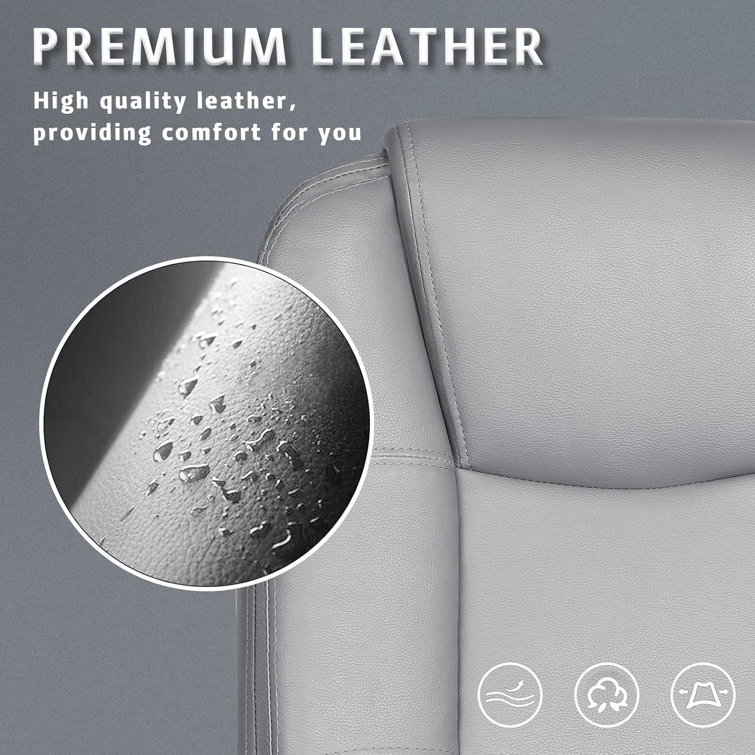 Gray High Back Leather Ergonomic Office Chair with Steel Frame