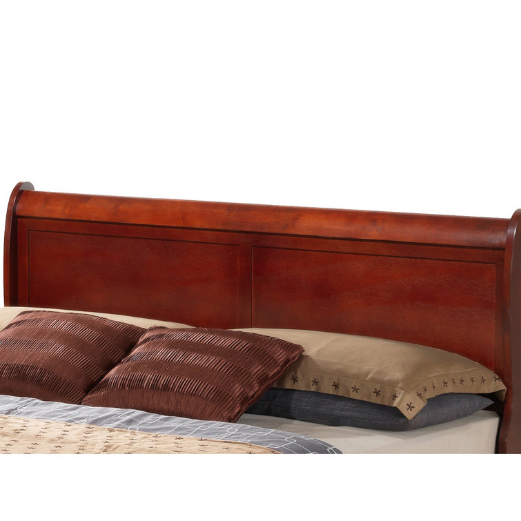 Cherry Wood Queen Platform Storage Bed with Headboard