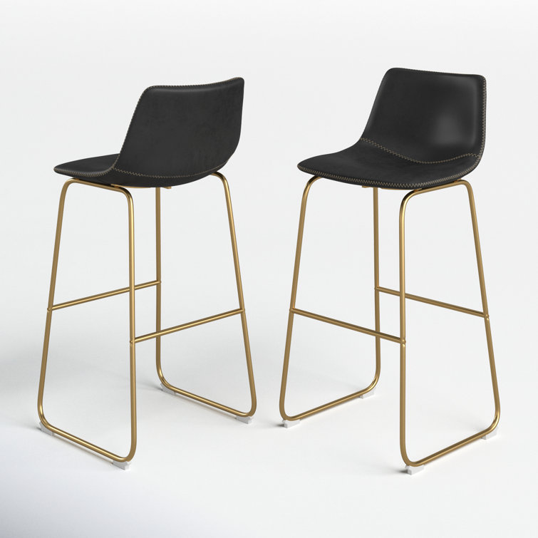 Vintage Flare Modern Touch Faux Leather Barstool with Gold Legs
