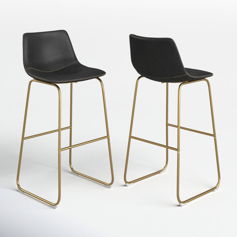 Vintage Flare Modern Touch Faux Leather Barstool with Gold Legs