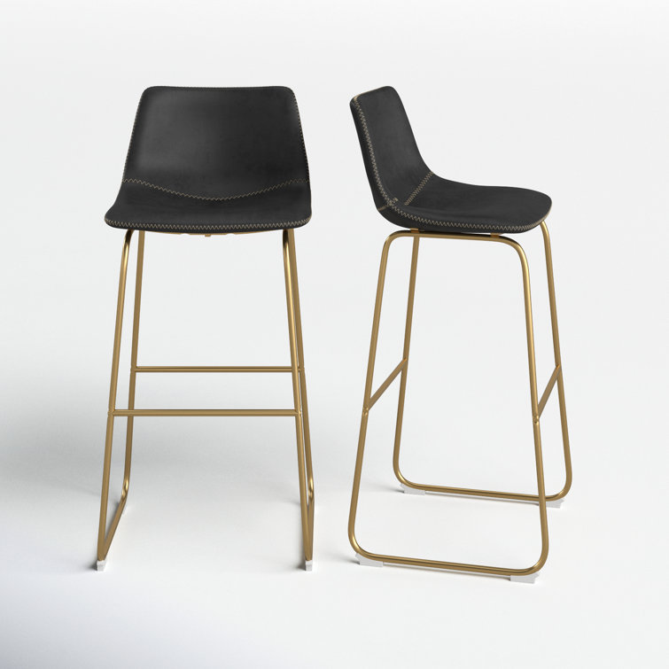 Vintage Flare Modern Touch Faux Leather Barstool with Gold Legs