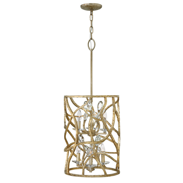 Eve Champagne Gold 6-Light Candle Style Chandelier with Crystal Accents