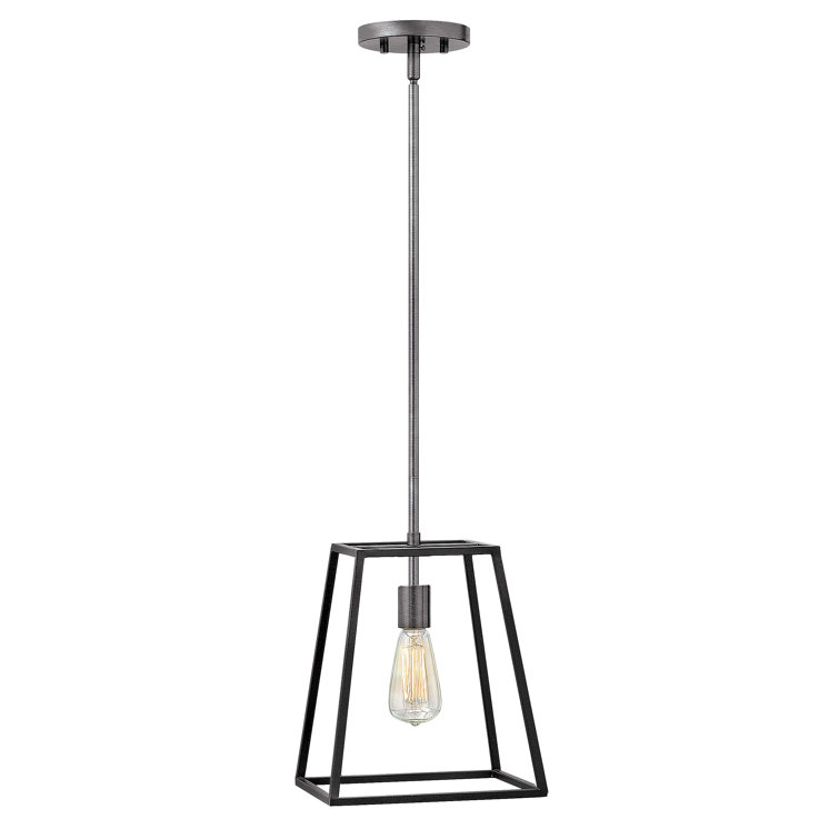 Aged Zinc Mini Pendant Light with Glass Shade