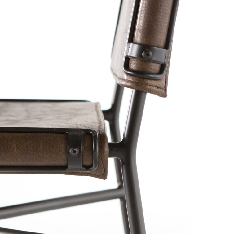 Distressed Brown Modern Counter Stool with Steel Tubing