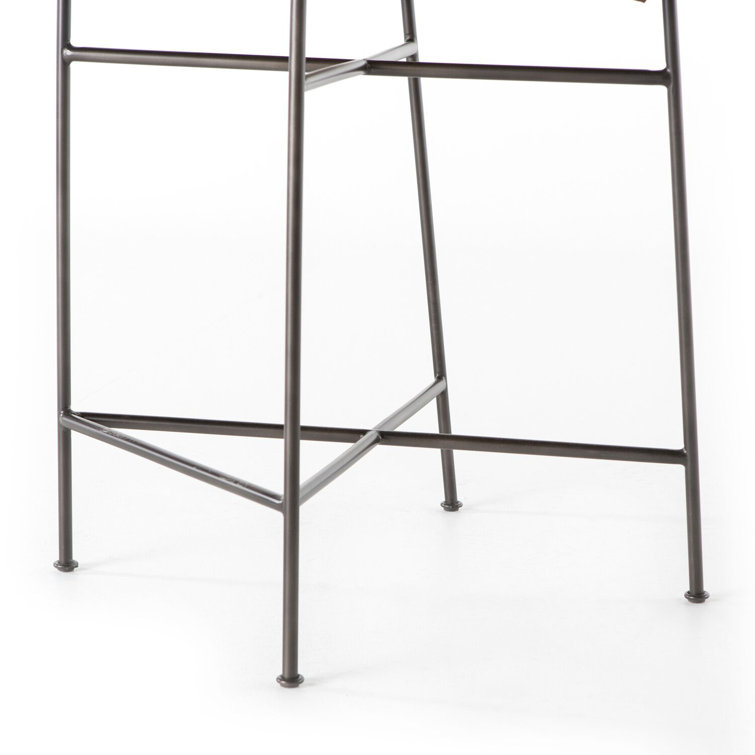 Distressed Brown Modern Counter Stool with Steel Tubing