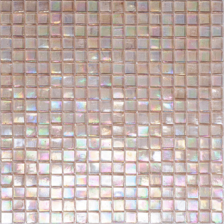 Light Fawn Beige Glossy Glass Mosaic Wall and Floor Tile