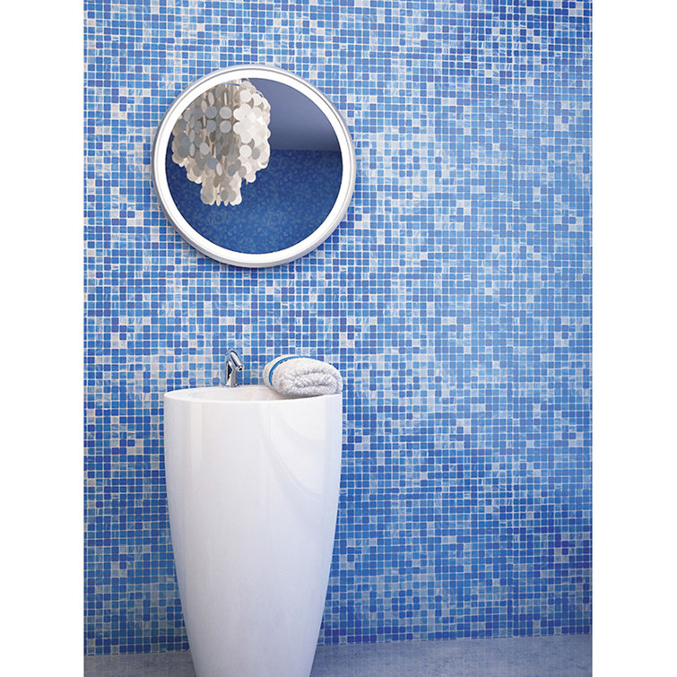 Olympic Blue Glass Mosaic Wall and Floor Tile