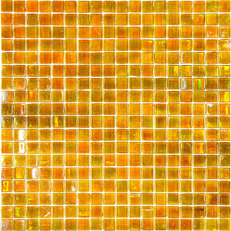 Skosh 11.6" x 11.6" Glossy Gold Beige Glass Mosaic Tile